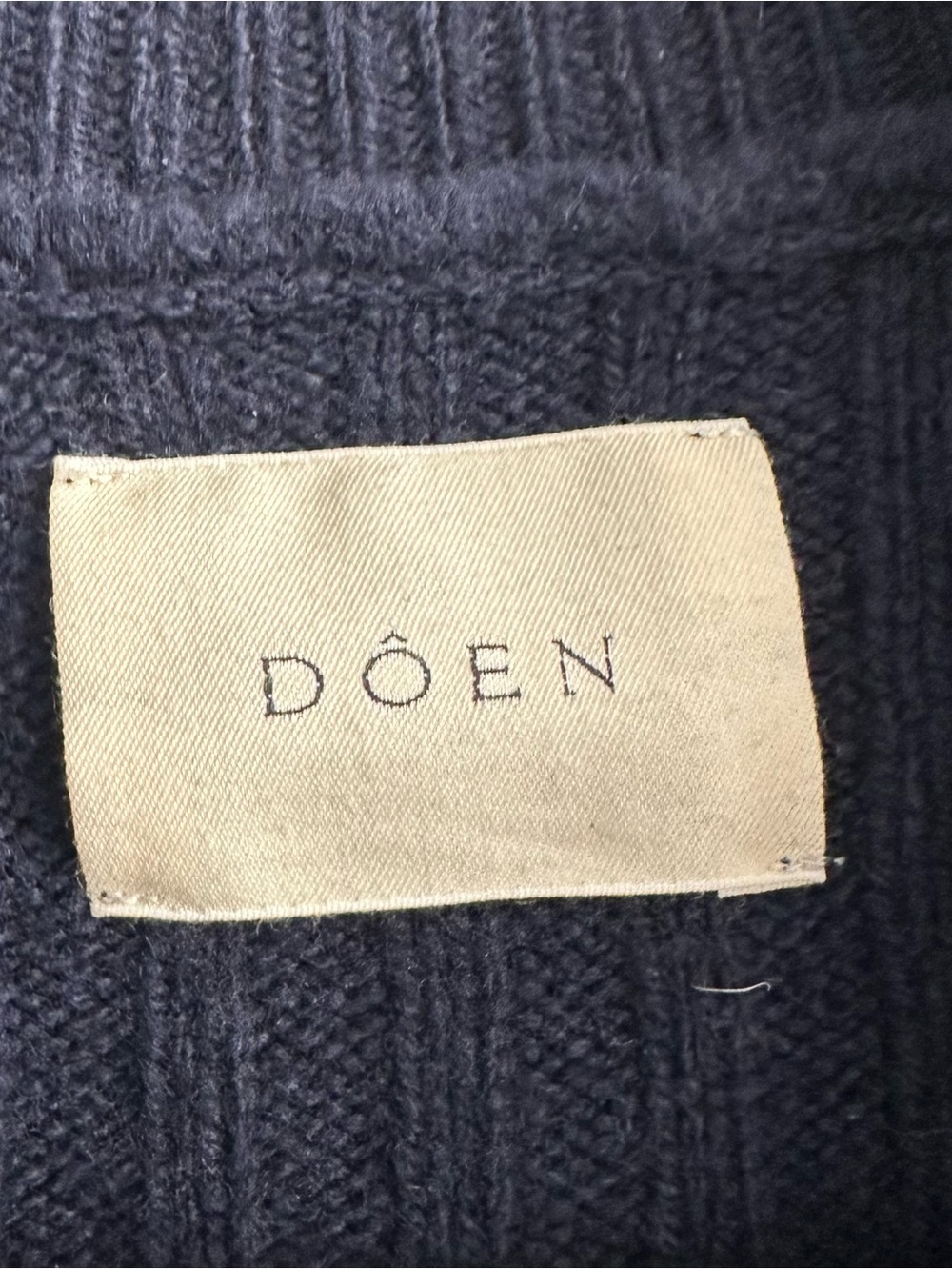 Doen Harrington Cardigan Navy Blue Merino Wool Cashmere Size L - Picture 6 of 8
